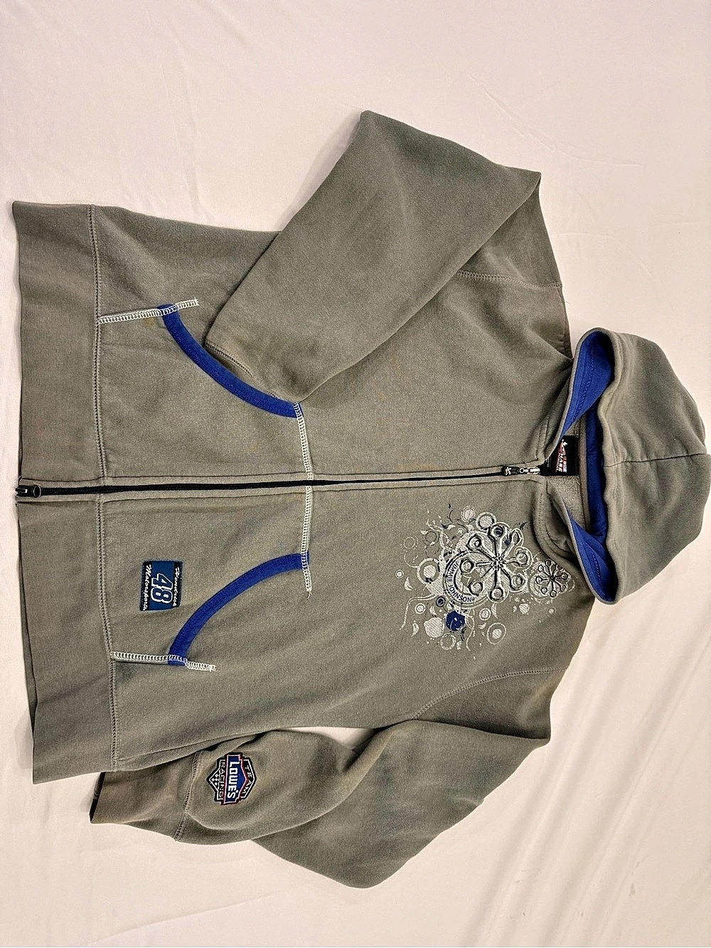 Chase Authentics Jimmie Johnson Lowe's Racing #48 Zip-Up Hoodie Gray & Blue XL